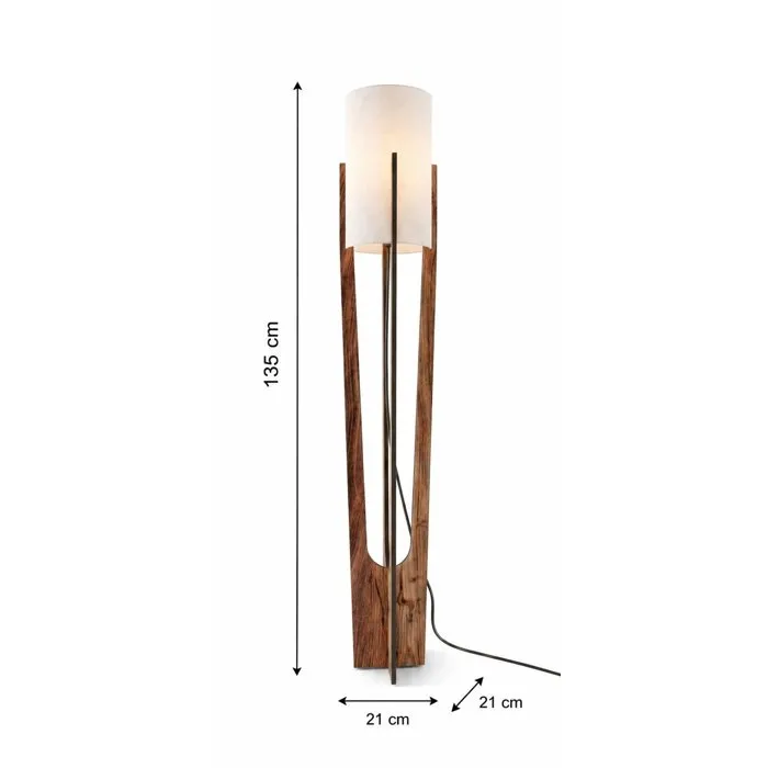 D By M.Red Lampadaire Walnut avec corps en papier kraft et MDF
