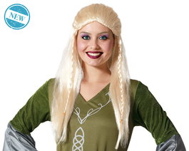 Peluca Rubia Avec Tresses Latérales 160 g - Perruque pour Costume Elfe, Fée, Princesse ou Cosplay