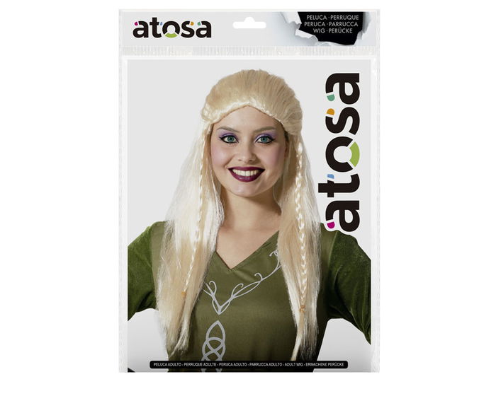 Peluca Rubia Avec Tresses Latérales 160 g - Perruque pour Costume Elfe, Fée, Princesse ou Cosplay Peluca Rubia Avec Tresses Latérales 160 g - Perruque pour Costume Elfe, Fée, Princesse ou Cosplay