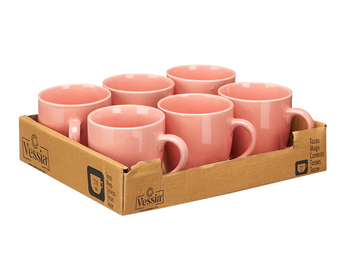 Vessia Tasse Café au Lait Rose Pâle Céramique Brillante 210 ml 11x8x8 cm (Set de 24)