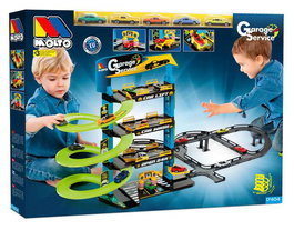 Molto - Parking 4 niveaux avec 5 voitures incluses - Jeu de construction en plastique pour enfants