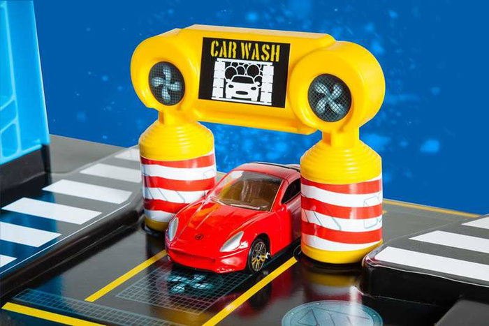 Molto - Parking 4 niveaux avec 5 voitures incluses - Jeu de construction en plastique pour enfants