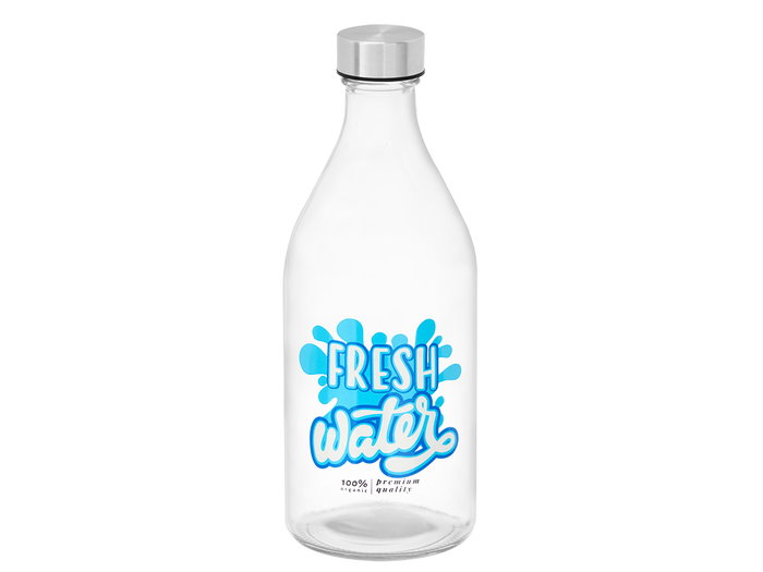 Vivalto Bouteille bouchon acier Fresh Water 9x25x9cm Verre Acier Transparent Argent 1L (Set de 12) Vivalto Bouteille bouchon acier Fresh Water 9x25x9cm Verre Acier Transparent Argent 1L (Set de 12)
