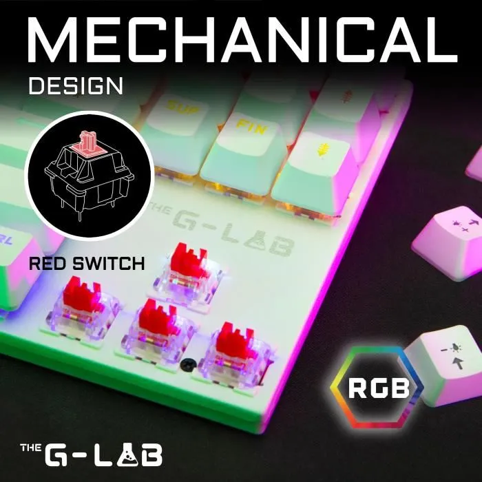 The G-Lab Combo Mercury - Pack Gamer 2 en 1 - Clavier Mécanique TKL Switch Rouge (AZERTY FR) et Souris Filaire Gaming 7200 DPI - Blanc