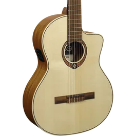 LAG Guitare Classique Électroacoustique Cutaway Occitania 88 4/4, Table Abeton Engelmann Massif, Khaya, Nylon, Naturel