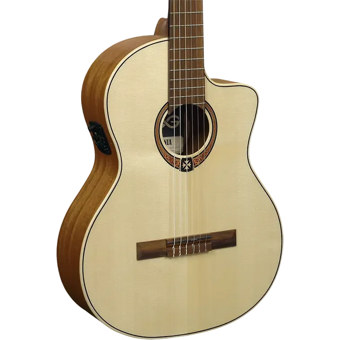 LAG Guitare Classique Électroacoustique Cutaway Occitania 88 4/4, Table Abeton Engelmann Massif, Khaya, Nylon, Naturel