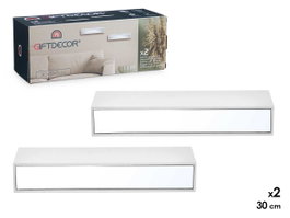 GIFTDECOR Dos Estantes Espejo 30cm Blanco