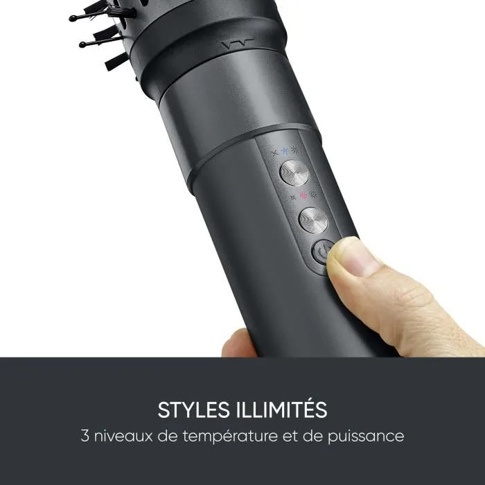 Severin Multistyler 5-en-1 - Brosse coiffante ionique avec moteur BLDC 1500 W - 5 embouts interchangeables (brosse ovale, brosse plate, brosses rondes, concentrateur) - Gris et noir