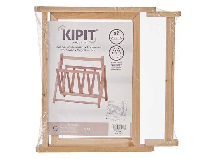 Kipit Revistero Naturel en Bois Marron 30 x 37 x 36 cm (Set de 12)