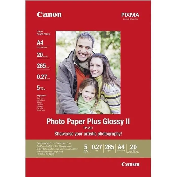 Canon PP-201 - Papier photo brillant, 20 feuilles A4, 275 g/m²