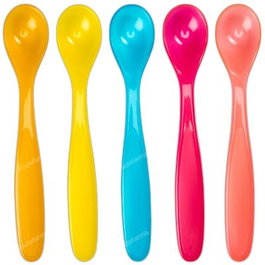 Babymoov Set de 5 cuillères souples et flexibles pour bébé - Lot multicolore