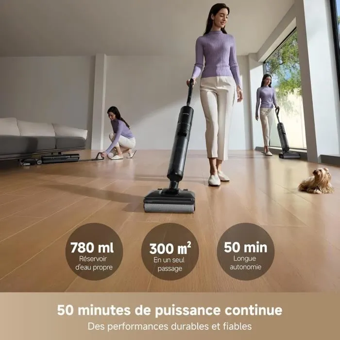 Dreame H12 Pro FlexReach - Aspirateur balai robot avec séchage à l'air chaud 90 °C, puissance d'aspiration 18000 Pa, autonomie 50 min, nettoyage à plat à 180°, technologie TangleCut