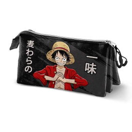 Karactermania Trousse à crayons One Piece Triple Unique 11x23x8cm, Noir, 3 compartiments