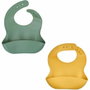 Thermobaby Lot de 2 bavoirs en silicone Vert Cactus et Jaune Miel