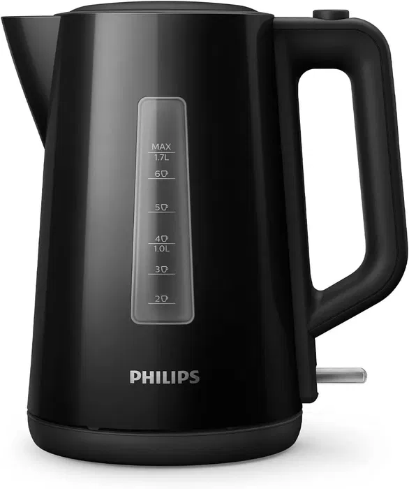 Philips HD9318/20 - Bouilloire électrique 1,7 L 2200 W Noir - Collection Daily - Ouverture automatique, filtre amovible, base 360°, sécurité Strix