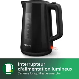 Philips HD9318/20 - Bouilloire électrique 1,7 L 2200 W Noir - Collection Daily - Ouverture automatique, filtre amovible, base 360°, sécurité Strix