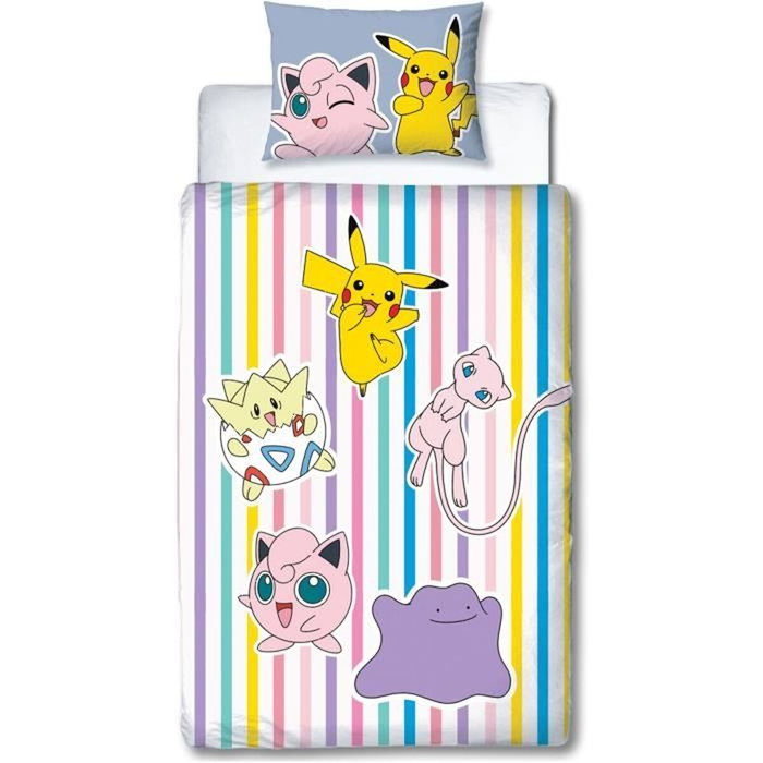 Pokémon Parure de lit réversible Pikachu, Mew, Togepi, Jigglypuff & Métamorph, 140 x 200 cm Pokémon Parure de lit réversible Pikachu, Mew, Togepi, Jigglypuff & Métamorph, 140 x 200 cm