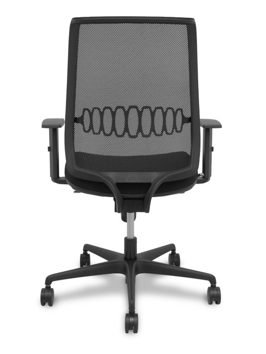 Chaise Alares Synchro 5 positions tissu Noir Base en nylon noir Accoudoir 1D Sans appui-tête Roulettes 65mm nylon