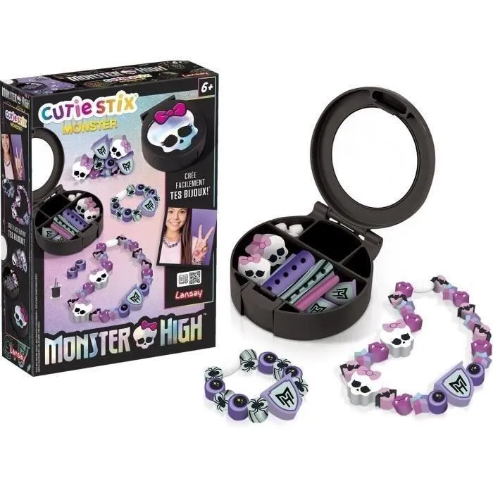 Lansay 33122 Cutie Stix - Coffret Création de Bijoux Monster High - Perles Pré-découpées pour Collier et Bracelets - Jouet Enfant Dès 6 Ans
