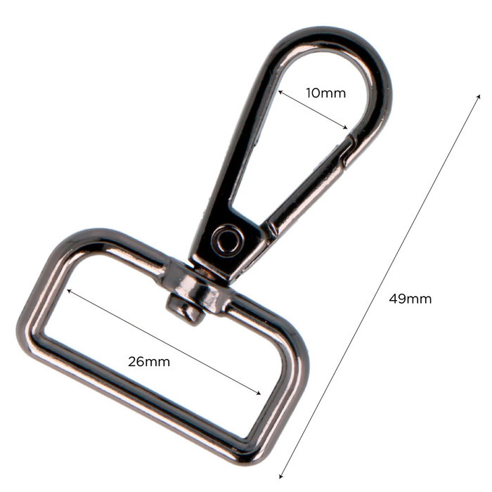 Innspiro Mosquetón con anneau rectangulaire Zamak Nickel Noir 26 mm (Lot de 5)