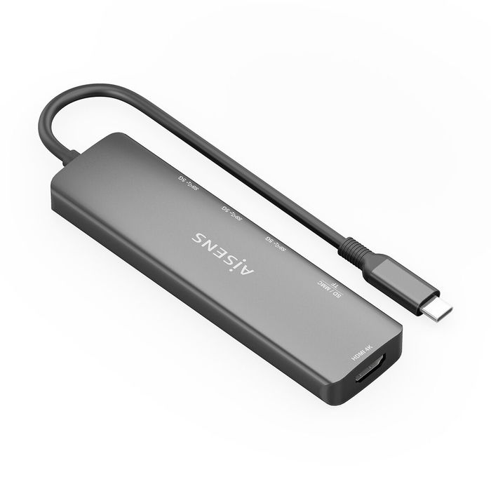 Hub USB Aisens USB-C DOCK 6 EN 1 Gris
