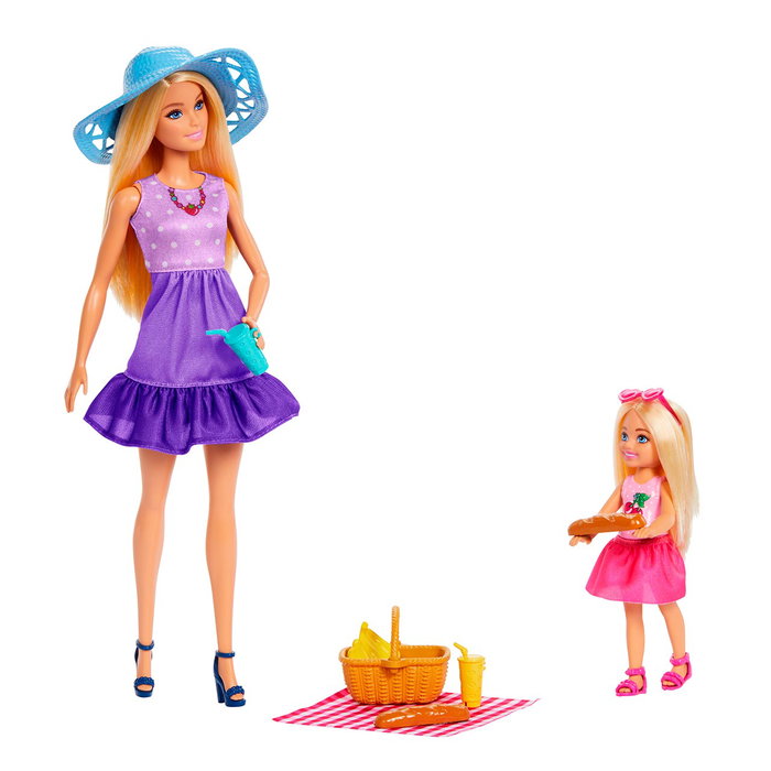 Barbie - Pack De Poupées Barbie Malibu Et Chelsea Avec Accessoires De Pique-nique - Référence Jbf43 Barbie - Pack De Poupées Barbie Malibu Et Chelsea Avec Accessoires De Pique-nique - Référence Jbf43