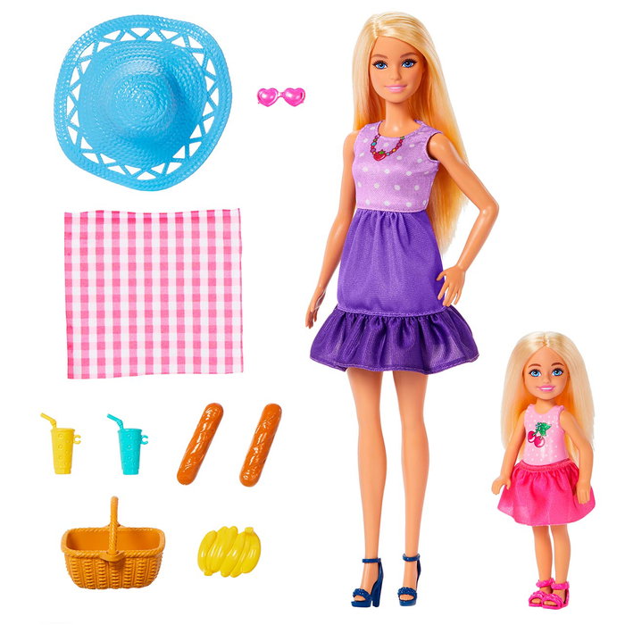 Barbie - Pack De Poupées Barbie Malibu Et Chelsea Avec Accessoires De Pique-nique - Référence Jbf43 Barbie - Pack De Poupées Barbie Malibu Et Chelsea Avec Accessoires De Pique-nique - Référence Jbf43