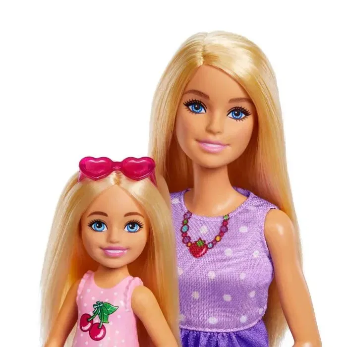 Barbie Coffret Pique-Nique Famille et Amis JBF43 avec 2 Poupées Barbie et Chelsea et 9 Accessoires, Jeu pour Enfants de 3 Ans et Plus
