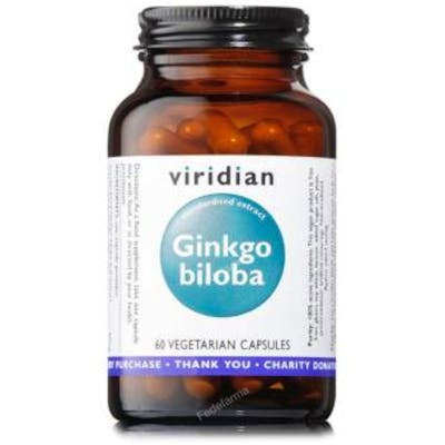 VIRIDIAN Ginkgo Biloba extrait standardisé de feuille 60 capsules veganes VIRIDIAN Ginkgo Biloba extrait standardisé de feuille 60 capsules veganes