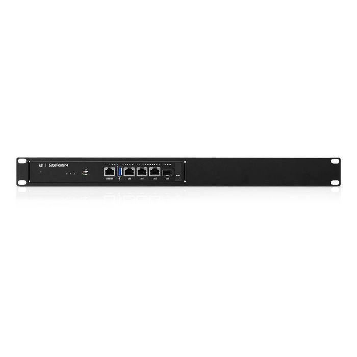 Ubiquiti EdgeRouter 4 Routeur Gigabit avec Port SFP 1 Gbps - 4 Coeurs 1 GHz, 1 Go DDR3, 4 Go eMMC, 3 Ports Ethernet 10/100/1000, Port Série RJ45, Fanless