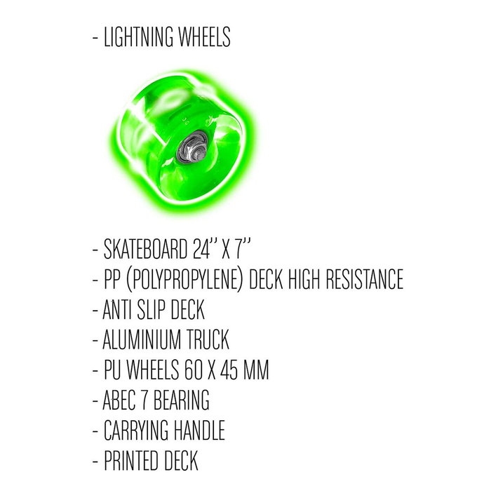 Stamp Skateboard SKIDS CONTROL Vert avec roues lumineuses