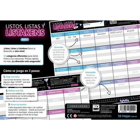 Sd games Listos Listas Y Listakens Party Jeu de société rapide et amusant 2-50 joueurs 12 ans+