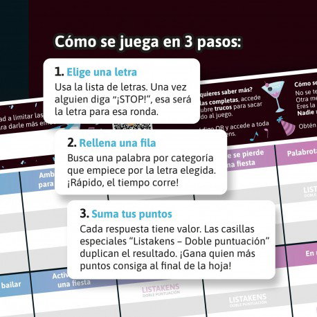 Sd games Listos Listas Y Listakens Party Jeu de société rapide et amusant 2-50 joueurs 12 ans+