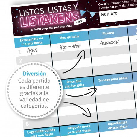 Sd games Listos Listas Y Listakens Party Jeu de société rapide et amusant 2-50 joueurs 12 ans+