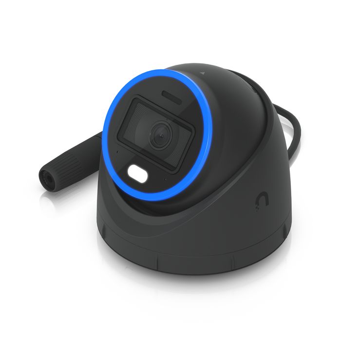 Ubiquiti Caméra dôme intérieur/extérieur Turret 4K 8MP PoE+ avec vision nocturne IR, reconnaissance faciale et audio bidirectionnel - Angle ultra-large 109.9°
