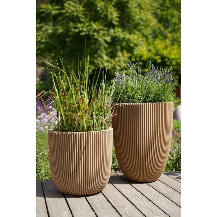 CAPI EUROPE Pot de fleurs boule Groove NL - 35 x 34 cm - Beige