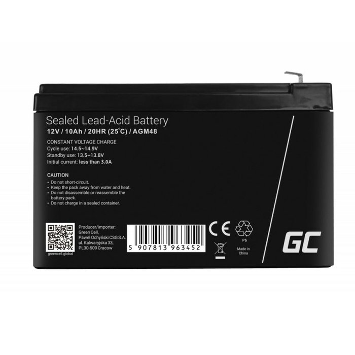 Batterie pour Système d'Alimentation Sans Interruption Green Cell AGM48 10 Ah 12 V Batterie pour Système d'Alimentation Sans Interruption Green Cell AGM48 10 Ah 12 V