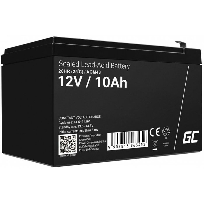 Batterie pour Système d'Alimentation Sans Interruption Green Cell AGM48 10 Ah 12 V Batterie pour Système d'Alimentation Sans Interruption Green Cell AGM48 10 Ah 12 V