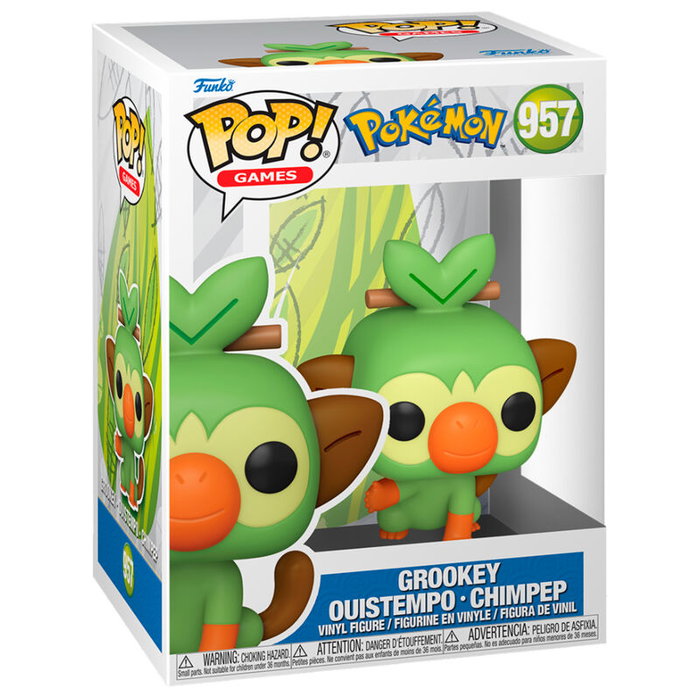 FUNKO Figura POP Pokemon Grookey - Figurine Vinyl de 9 cm dans sa boîte collector