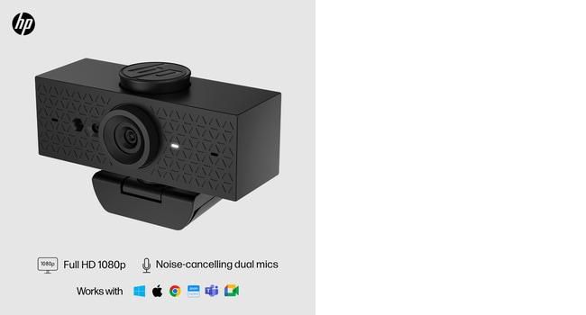 HP Webcam 620 - Résolution Full HD 1080p, Compatible Windows Hello et Zoom, Rotation 360°, Cache de Confidentialité et Microphones Antibruit