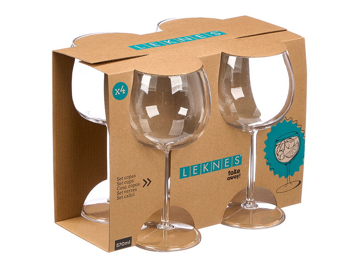 Leknes Set de 4 verres en acrylique transparent 570 ml 27x21x21 cm (Set de 12)