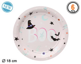 Assiette Halloween jetable rose style festif