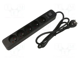 KERG Bloc multiprise parafoudre 5 prises noir