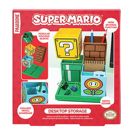 PALADONE Organisateur de bureau à base rotative avec taille-crayons, 4 blocs modulaires Super Mario Bros, 15 cm