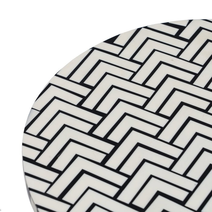 BigBuy Home Table d'appoint Blanc Noir Ronde