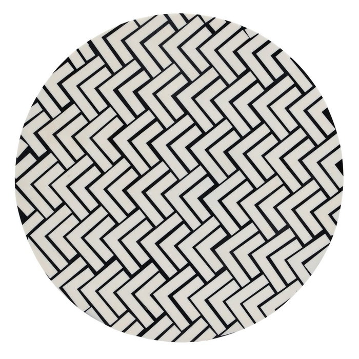 BigBuy Home Table d'appoint Blanc Noir Ronde