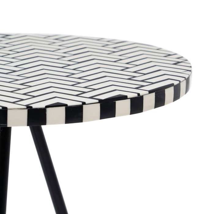 BigBuy Home Table d'appoint Blanc Noir Ronde