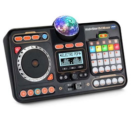 Vtech Table de mixage enfant Kidi DJ Mix avec lumières, sons et disque rotatif pour scratch - Enregistre tes propres mixes - 23,5x36,5x9,2 cm