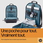 HP Travel 18 litres - Sac à dos pour ordinateur portable 15,6 pouces en polyester recyclé, compartiment extensible, gris fer