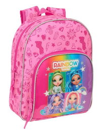 Safta Mochila infantil adapt.carro Rainbow High "Shine" - Sac à dos pour enfant convertible en chariot, 28x34x10 cm